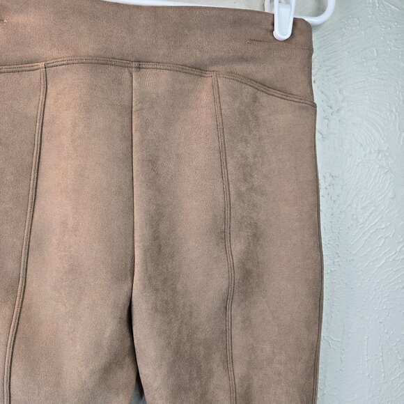Spanx Legging Pants S Brown Faux Suede Preppy Equestrian Minimalist Pull On - Picture 12 of 14